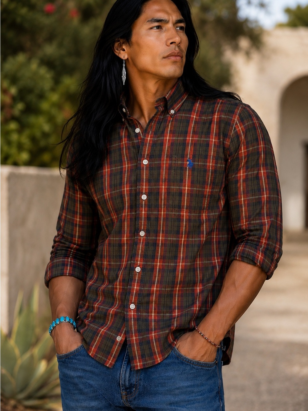 U.S. Polo Assn. Brown & Red Plaid Button-Down Shirt